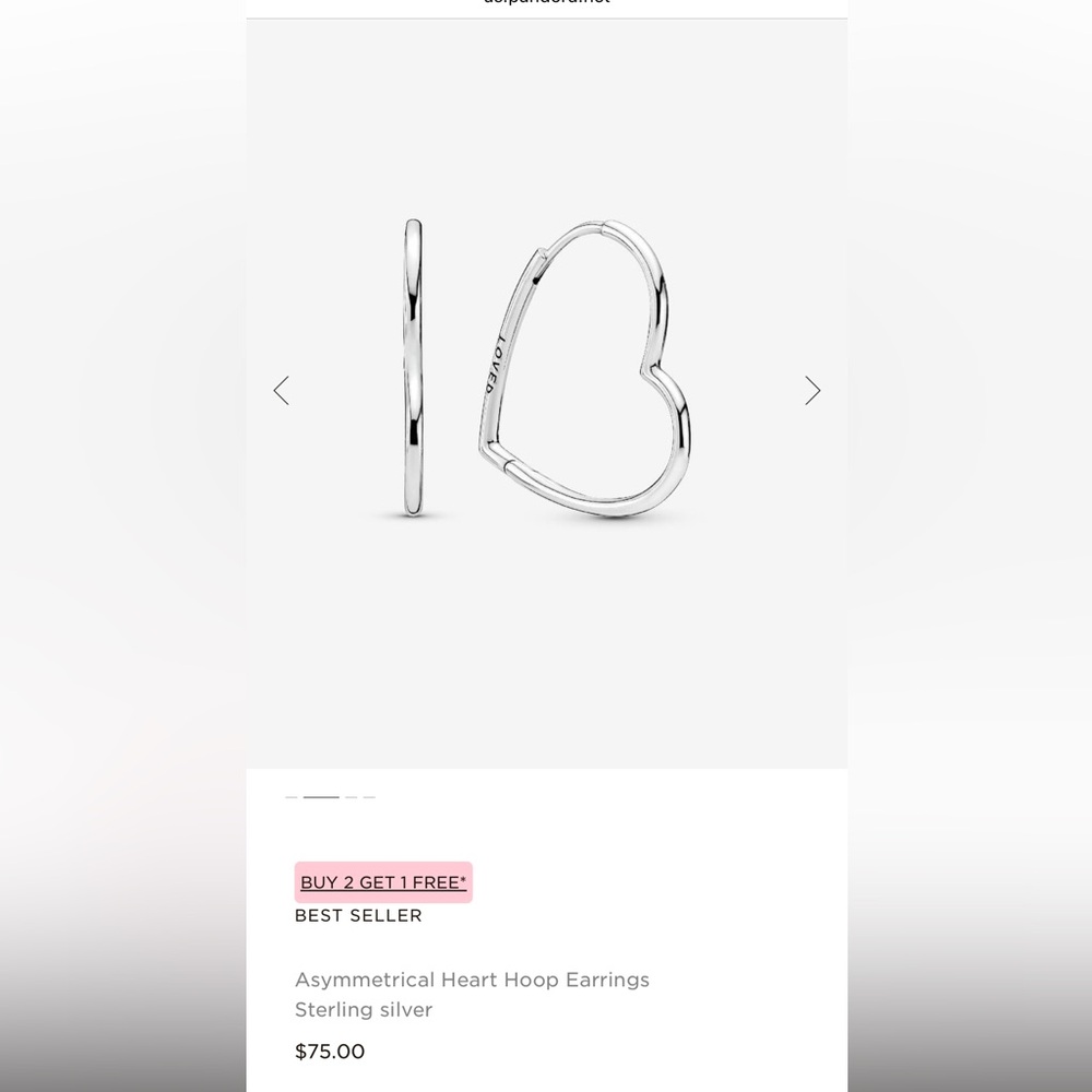Pandora Asymmetrical Heart Hoop Earrings